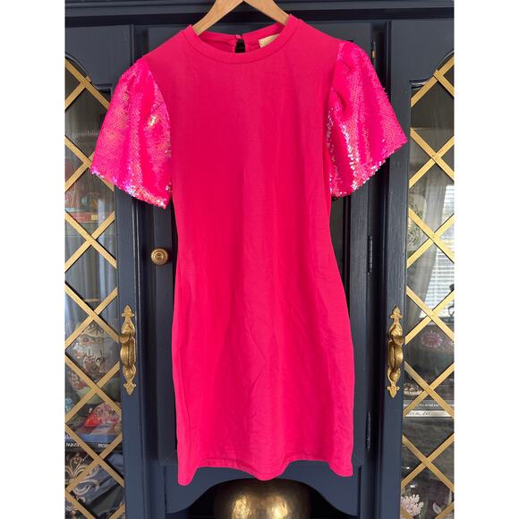 Judith March hot pink sequin puffed sleeve Barbie dress size small - Picture 1 of 6